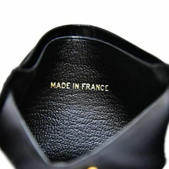 Authentic CHANEL CC Grained Leather Classic Card Holder Case Wallet Gold Black - Picture 4 of 11